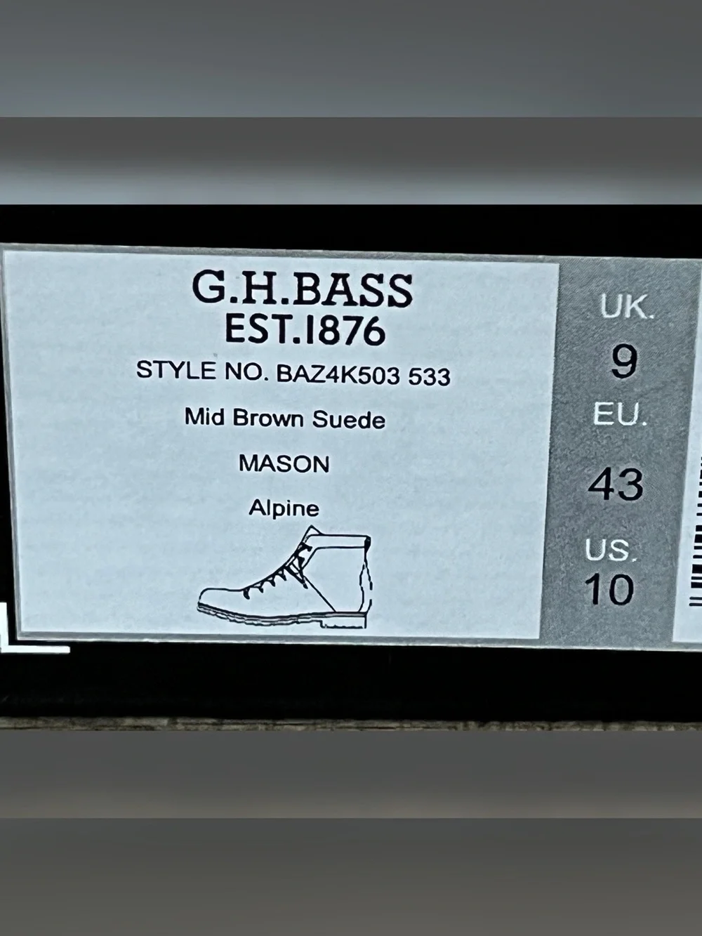G.H. Bass & Co. Mason Alpine Boots Brown Suede Color Men's Size-10